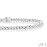 3 1/2 ctw Chevron Three Row Round Cut Diamond Tennis Bracelet in 14K White Gold